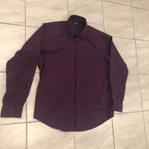 Nicole Miller New York mens purple burgundy dressy long sleeve shirt / size 17 - Picture 2 of 3